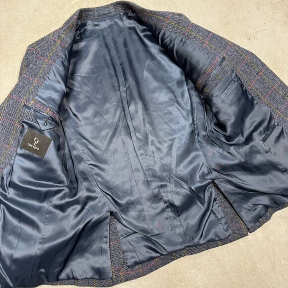 Don Lopo Tweed Blazer Wool Sport Coat Windowpane Blue 38R - Picture 7 of 10